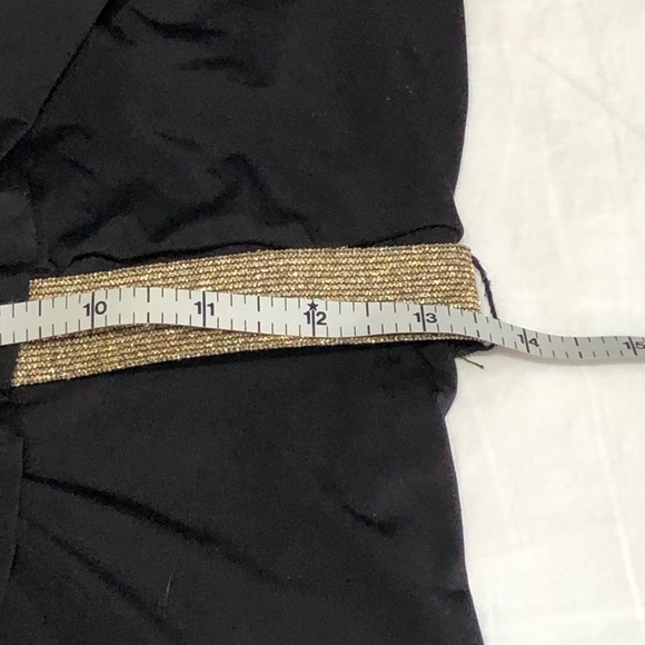 Black and Gold Empire Waist Top Low Cut - Picture 8 of 9